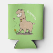 Niedliches Alpaca mit Schmetterling-Cartoon Dosenkühler (Vorderseite)