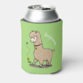 Niedliches Alpaca mit Schmetterling-Cartoon Dosenkühler (Kanne Rückseite)