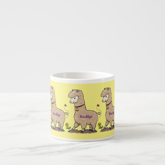 Niedliches Alpaca mit Schmetterling-Cartoon Espressotasse (Vorderseite)
