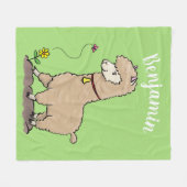Niedliches Alpaca mit Schmetterling-Cartoon Fleecedecke (Vorderseite (Horizontal))