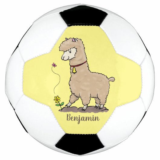 Niedliches Alpaca mit Schmetterling-Cartoon Fußball