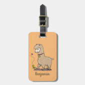 Niedliches Alpaca mit Schmetterling-Cartoon Gepäckanhänger (Vorderseite vertikal)