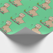 Niedliches Alpaca mit Schmetterling-Cartoon Geschenkpapier (Ecke)