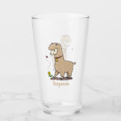 Niedliches Alpaca mit Schmetterling-Cartoon Glas (Vorderseite)