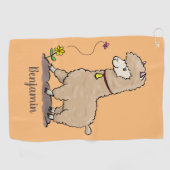 Niedliches Alpaca mit Schmetterling-Cartoon Golfhandtuch (Horizontal)