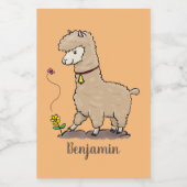 Niedliches Alpaca mit Schmetterling-Cartoon Lebensmitteletikett (Einzelnes Label)