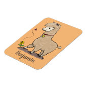 Niedliches Alpaca mit Schmetterling-Cartoon Magnet (Linke Seite)