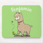 Niedliches Alpaca mit Schmetterling-Cartoon Mousepad (Vorne)
