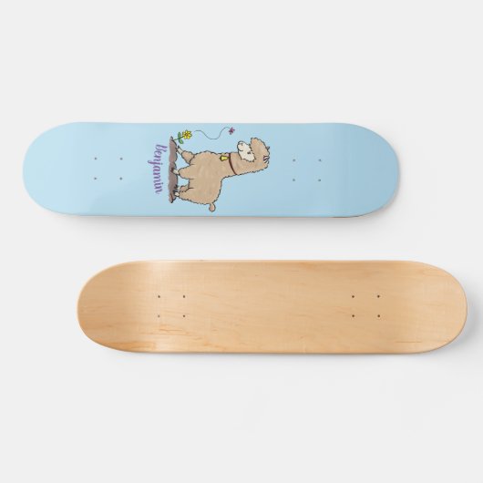 Niedliches Alpaca mit Schmetterling-Cartoon Skateboard (Horizontal)