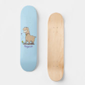 Niedliches Alpaca mit Schmetterling-Cartoon Skateboard (Vorderseite)