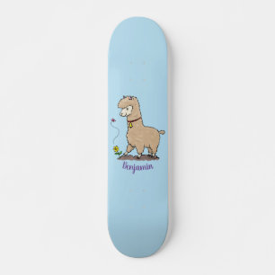 Niedliches Alpaca mit Schmetterling-Cartoon Skateboard