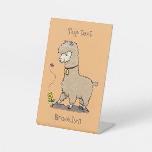 Niedliches Alpaca mit Schmetterling-Cartoon Sockelschild