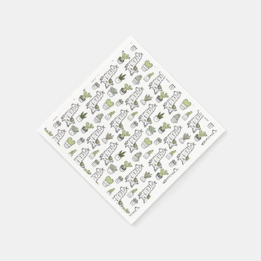 Niedliches Alpaca- und Cactus-Muster Serviette (Ecke)