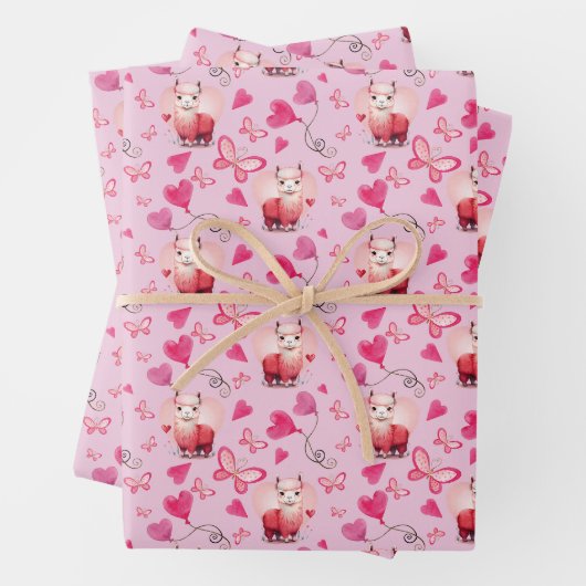 Niedliches Alpaca Valentine Day Wrapping Paper Geschenkpapier Set (Beispiel)