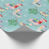 Niedliches Alpaca Weihnachtsmuster Geschenkpapier (Ecke)