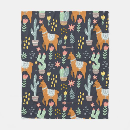 Niedliches Alpaka-Muster Fleecedecke (Vorderseite)