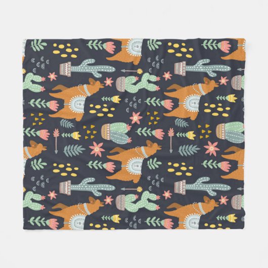 Niedliches Alpaka-Muster Fleecedecke (Vorderseite (Horizontal))