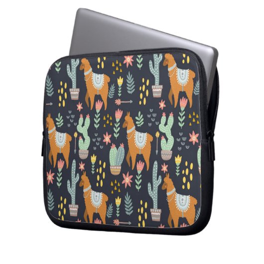 Niedliches Alpaka-Muster Laptopschutzhülle (Vorderseite Links)