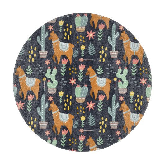 Niedliches Alpaka-Muster Schneidebrett (Vorderseite)