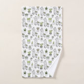 Niedliches Alpaka-u. Kaktus-Muster Badhandtuch Set (Handtuch)