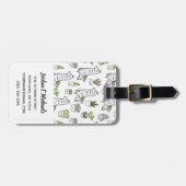 Niedliches Alpaka-u. Kaktus-Muster Gepäckanhänger (Vorderseite horizontal)