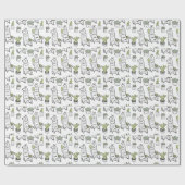 Niedliches Alpaka-u. Kaktus-Muster Geschenkpapier (Flach)