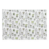 Niedliches Alpaka-u. Kaktus-Muster Kissenbezug (Rückseite-Rechts)