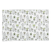 Niedliches Alpaka-u. Kaktus-Muster Kissenbezug (Vorderseite-Rechts)