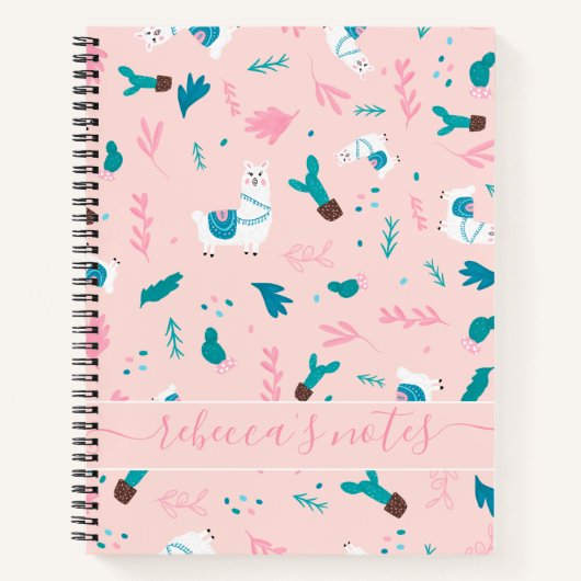 Niedliches Alpakaka-aquamarines Illustrationsmuste Notizblock (Vorderseite)