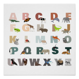 Niedliches Alphabet ABC Animals Kinderzimmer im Kl Poster