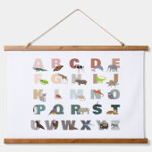 Niedliches Alphabet ABC Animals Kinderzimmer im Kl Wandteppich Mit Holzrahmen (Vorne)