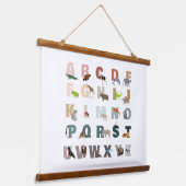 Niedliches Alphabet ABC Animals Kinderzimmer im Kl Wandteppich Mit Holzrahmen (Gewinkelt)