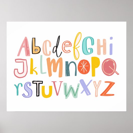 Niedliches Alphabet coole Typografie Poster (Vorne)