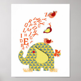 Niedliches Alphabet Elephant Baby Kinderzimmer dru Poster