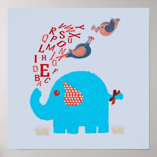 Niedliches Alphabet Elephant Baby Kinderzimmer dru Poster (Vorne)