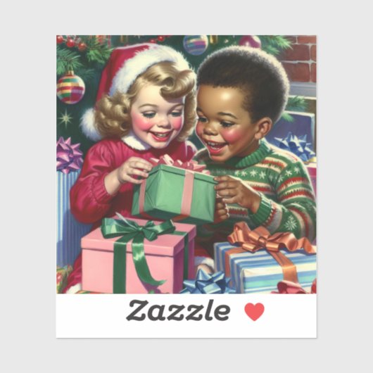 Niedliches altmodisches Weihnachten und glückliche Aufkleber (Blatt)