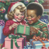 Niedliches altmodisches Weihnachten und glückliche Aufkleber (Vorderseite)