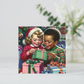 Niedliches altmodisches Weihnachten und glückliche Karte (Stehend Vorderseite)