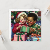 Niedliches altmodisches Weihnachten und glückliche Karte (Vorderseite/Rückseite Beispiel)