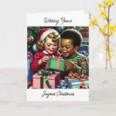 Niedliches altmodisches Weihnachten und glückliche Karte (Gelbe Blume)