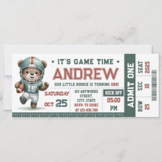 Niedliches American Football Ticket Geburtstag Einladung