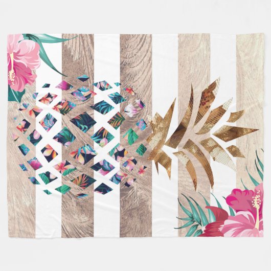 Niedliches Ananapfelgold gestreift Fleecedecke (Vorderseite (Horizontal))