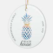 Niedliches Ananas Family Beach House Keramik Ornament (Links)