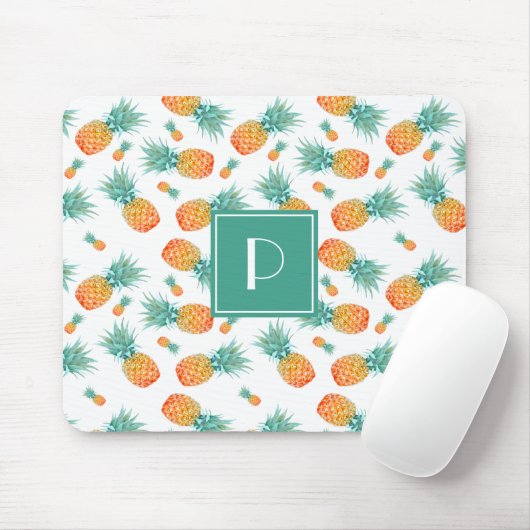 Niedliches Ananas Fruchtmuster Monogramm Mousepad (Mit Mouse)
