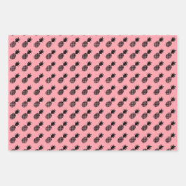 Niedliches Ananas-Muster auf rosa Geschenkpapier Set