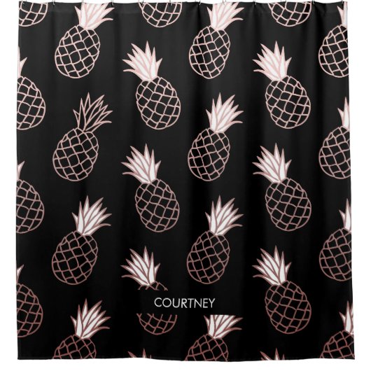 Niedliches Ananas-Muster Duschvorhang (Vorderseite)