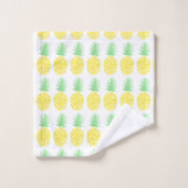 Niedliches Ananas-Muster in Gelb und Grün Badhandtuch Set (Waschlappen)