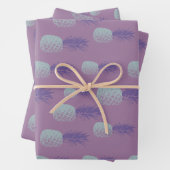 Niedliches Ananas Muster in Hellblau und Lila Geschenkpapier Set (Beispiel)