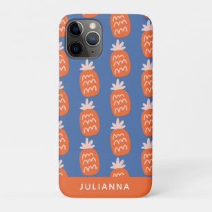 Niedliches Ananas Muster in Orange Blue Personalis Case-Mate iPhone Hülle