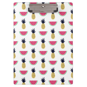 Niedliches Ananas-u. Wassermelone-Gekritzel-Muster Klemmbrett